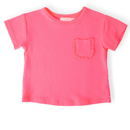 Neon Pink Ruffle Pocket Tee