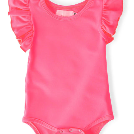 Neon Pink S/S Flutter Bodysuit