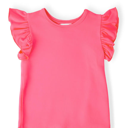 Neon Pink S/S Ruffle Tee