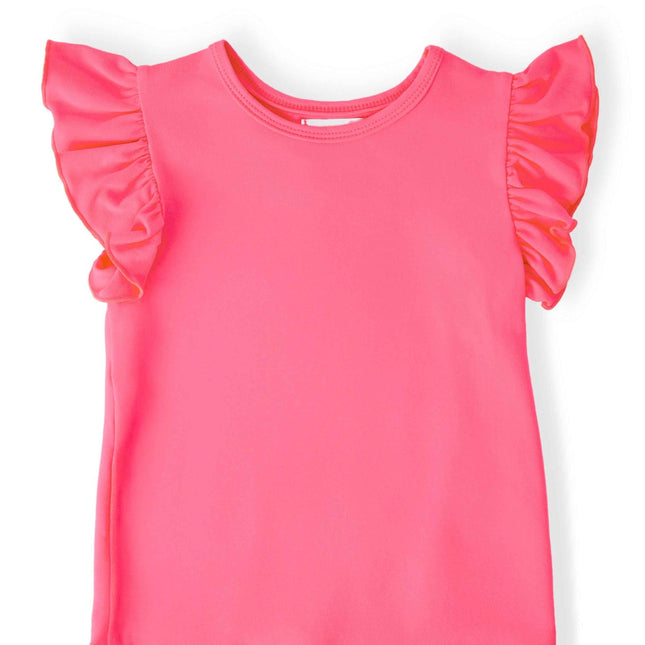 Neon Pink S/S Ruffle Tee