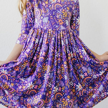 No Bad Days 3/4 Sleeve Pocket Twirl Dress