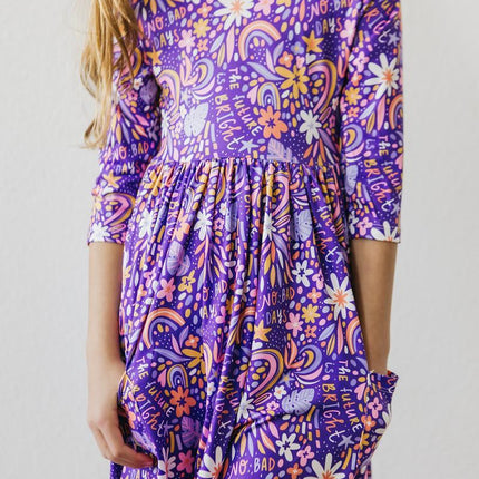 No Bad Days 3/4 Sleeve Pocket Twirl Dress