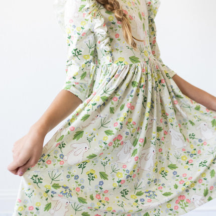 No Bunny Like You 3/4 Sleeve Ruffle Twirl Dress