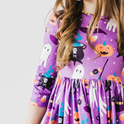 No Tricks, Just Treats 3/4 Sleeve Pocket Twirl Dress