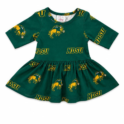 North Dakota State University Green Bison 3/4 Sleeve Twirl Bodysuit