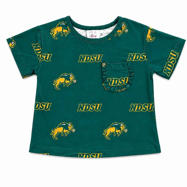 North Dakota State University Green Bison Ruffle Pocket Tee