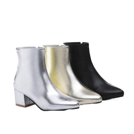 Chunky Heel Ankle Boots with Zipper