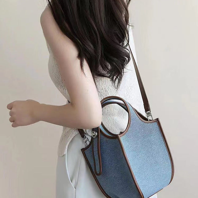 Small top handle purse, women's bag fruit basket bag, denim crossbody bucket vegetable basket bag, women's three-dimensional bag - Dashing Nova