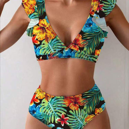 Women's Printed High Waist Bikini Two Piece Sexy Separate Swimwear
