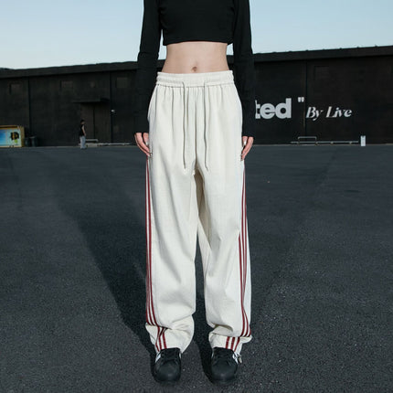 Unisex Striped Trim Wide Leg Sweatpants new