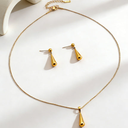 Fashion Luxury Minimalist Stainless Steel Water Drop Pendant Necklace Women Dainty Clavicle Chain