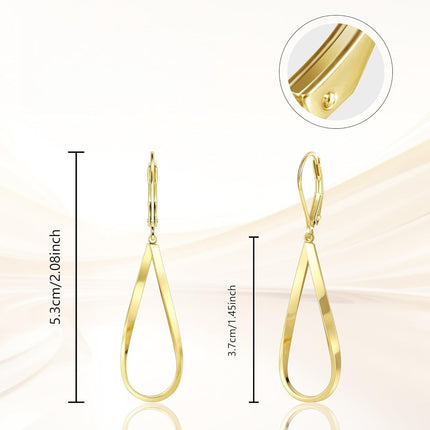 Gold Earrings for Women Hypoallergenic Leverback Drop Dangle Earrings Trendy 14K Gold Plated Twisted Spiral Teardrop Rhombus Heart Dangle Earring for Women Dainty Fashion Jewelry Gifts