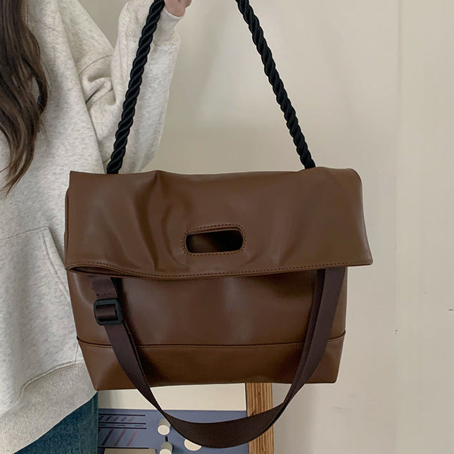 Simple retro brown soft leather commuter hobo bag, shoulder tote bag, design crossbody bag autumn and winter shoulder bag women - Dashing Nova