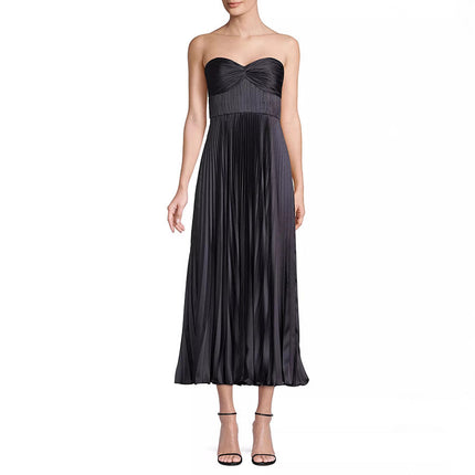 Satin Pleated Tube Dress