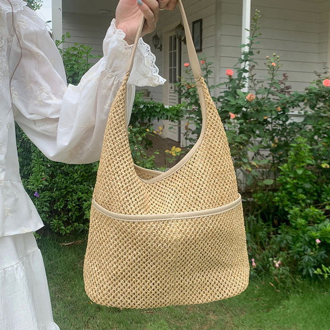 straw bag, commuter hobo bag, summer woven hobo bag for women, straw shoulder purse, beach crochet bag lightweight - Dashing Nova