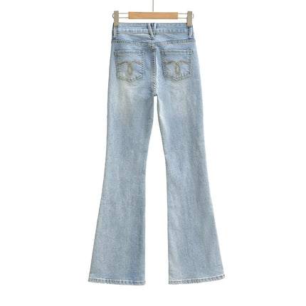 Women's Light Blue High Waist Slim Fit Bootcut Jeans