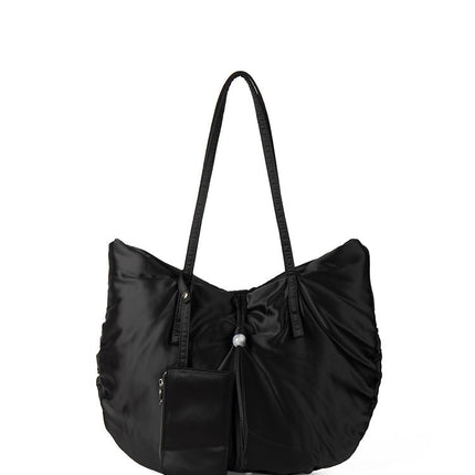 Casual Nylon Large Capacity Hobo Bag - Portable Tote Bag for Women with Design Pleated Shoulder Bag