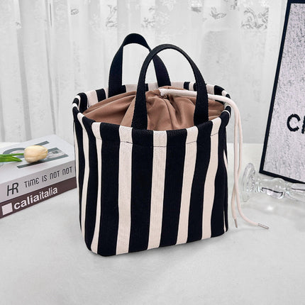 Drawstring Striped Knit Tote – Custom Fashion Large Travel Bag, Premium Camping Shoulder Purse
