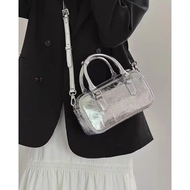 Retro crossbody bag, small square bag, small top handle purse metallic - Dashing Nova