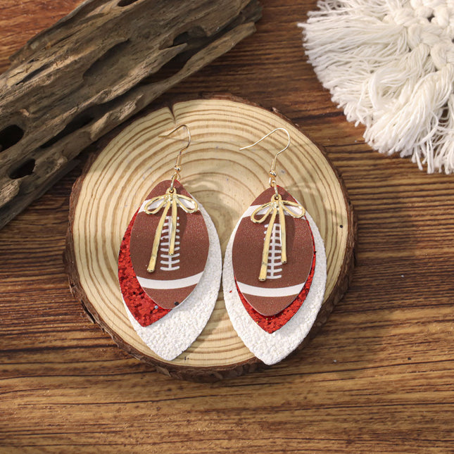 Sports Team Faux Leather Earrings - Volleyball, Basketball, Football, Baseball Geometric Drop Dangle Earrings - Dashing Nova