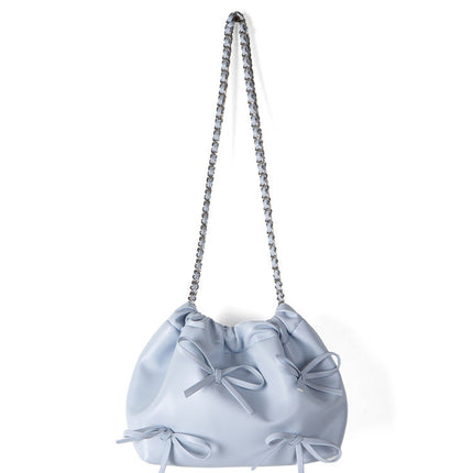 Commuter versatile chain bag, bow soft leather crossbody bag women, spring fashion shoulder crossbody bag