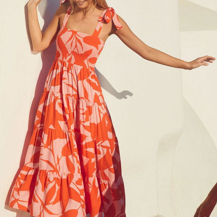 Sleeveless Floral Print Long Suspender Dress - Spice Girl Inspired A-Line Sundress for Tea Party & Casual Wear