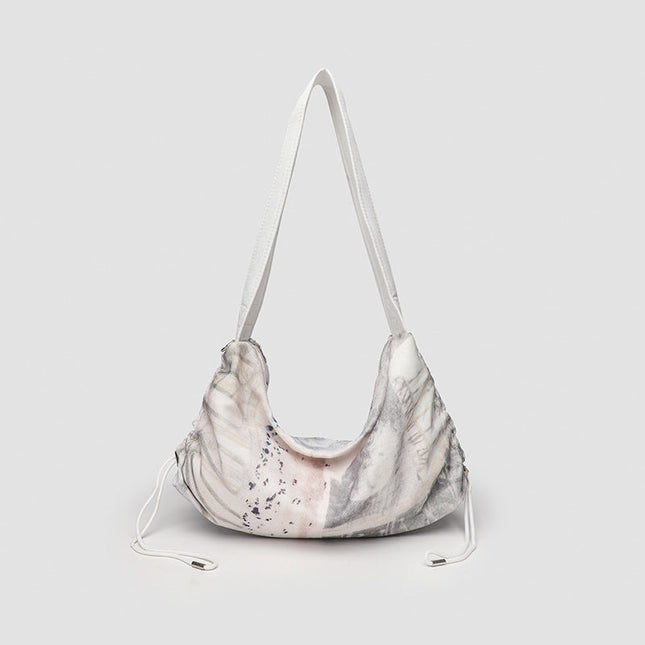 Hobo bag for women, Printed pleated canvas shoulder bag, Women's casual shoulder commuter bag - Dashing Nova