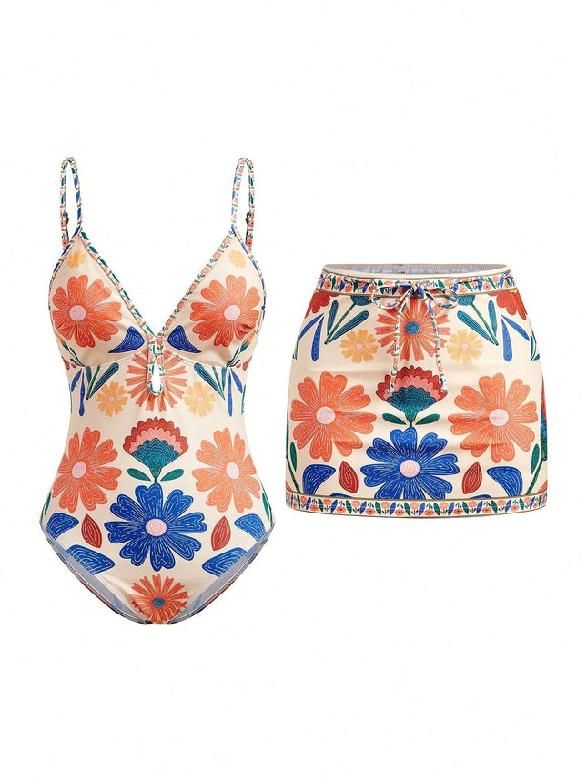 Women's Printed Bohemian Flowy Sling Vacation Style Swimsuit