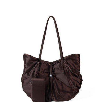 Casual Nylon Large Capacity Hobo Bag - Portable Tote Bag for Women with Design Pleated Shoulder Bag
