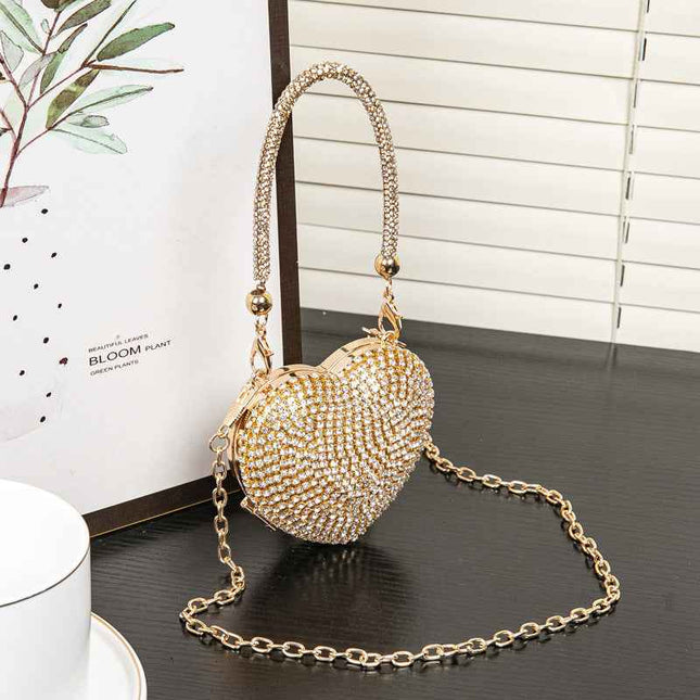 Rhinestone Dinner Bag, Mini heart purse, Small and Exquisite Shiny Dress Bag, Ball Bag, Prom Bag, Party Purse, Prom Bags Clutch, Wedding Purse Evening Purse