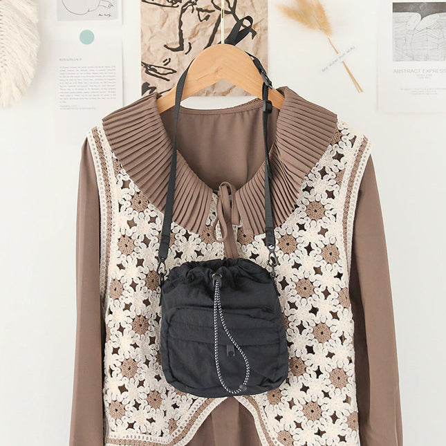 Versatile Drawstring Bucket Bag for Women - Casual Nylon Shopping Small Crossbody Mobile Phone Bag - Dashing Nova