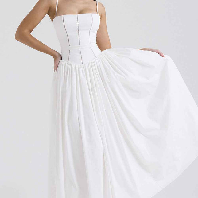Elegant & Gentle Style Slimming Floral Spaghetti Strap Ethereal Dress
