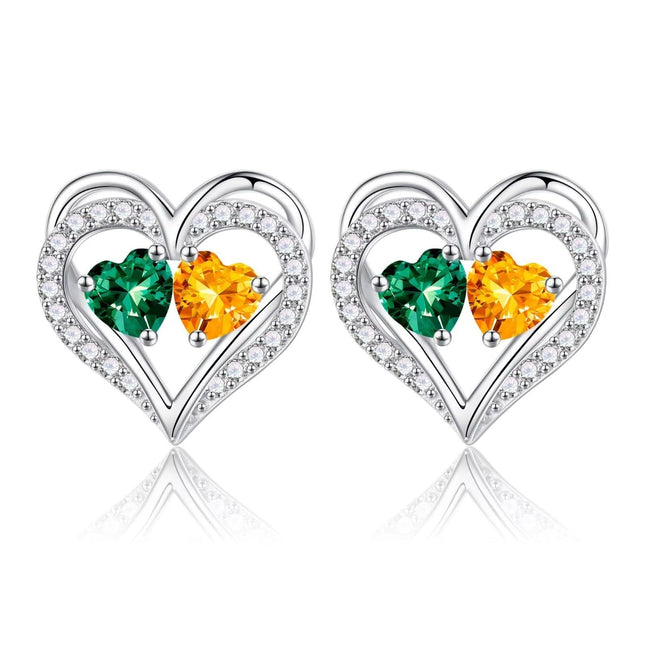 Sterling Silver Birthstone Heart Earrings - Dashing Nova