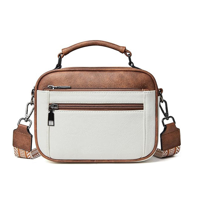 Color matching multifunctional zipper messenger bag, small crossbody square bag, PU shoulder bag adjustment shoulder strap, Crossover Shoulder Bag,Small Crossbody Purse for Women Triple Zip, Dashing Nova
