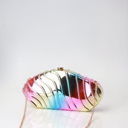 Acrylic Striped Minimalist Chain Banquet Bag, Evening Purse, Evening Bags for Women Formal