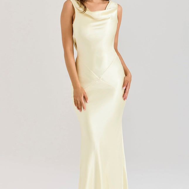 Spring Summer Bodycon Silk Dress Casual Party Slit Dress