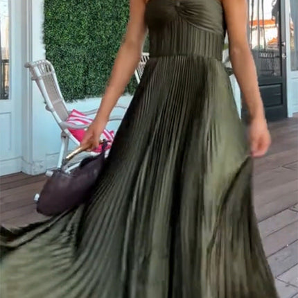 Satin Pleated Tube Dress