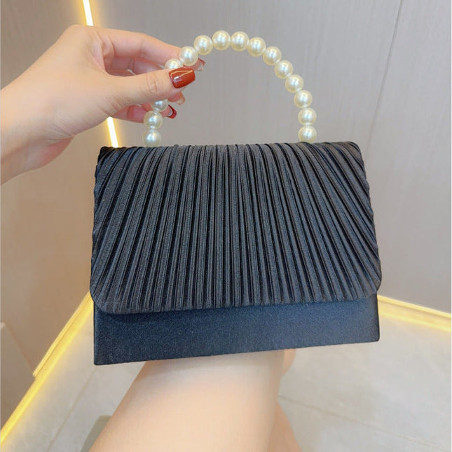 Women's Handheld Bag, Unique French Pleated Evening Dress Bag, Crossbody Handheld Banquet Bag - Dashing Nova