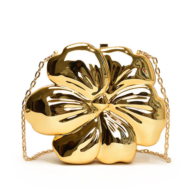 Elegant Flower Gold Acrylic Bag – Mini Dinner Bag & Prom Bag for Weddings, Parties, and Evenings – Stylish Clutch Purse with Glamorous Floral Design - Dashing Nova