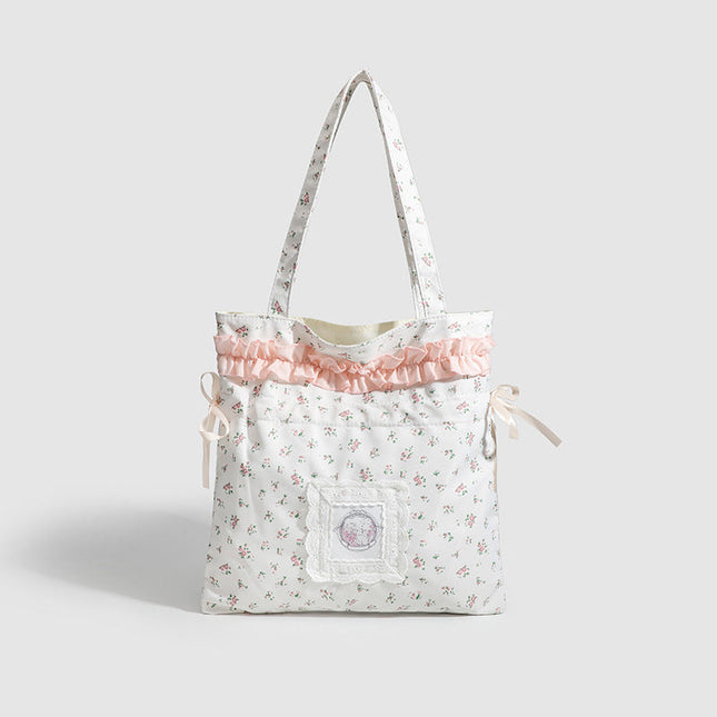 Spring shoulder floral draw with hobo bag, girls cloth bag cute small cloth bag, drawstring shoulder tote bag for women - Dashing Nova