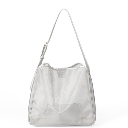 Mesh commuter tote bag, large capacity stylish hobo bag, fashionable versatile shoulder bag