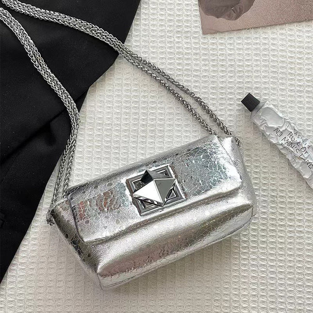 Chain exquisite small square bag, silver mini crossbody bag, crossbody bag single shoulder women - Dashing Nova