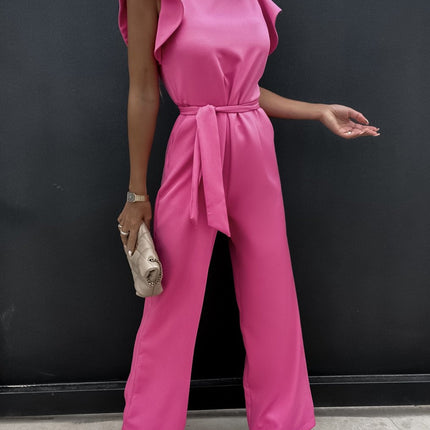 High Waist Commuter Strap-Up Jumpsuit - Summer Wide Leg Streetwear Jumpsuit