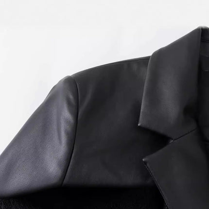 Women's Loose-Fit Faux Leather Coat