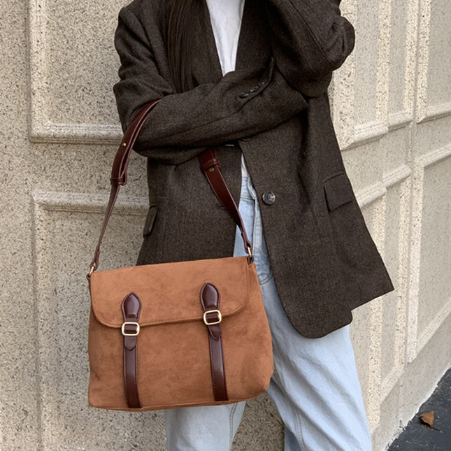 Mailman bag female, suede retro matte crossbody, shoulder crossbody bag - Dashing Nova