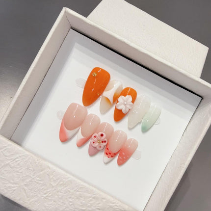 [Battle Plus Almond Nail] Removable Nail Patch HandmadePress on Nails Collection Shell