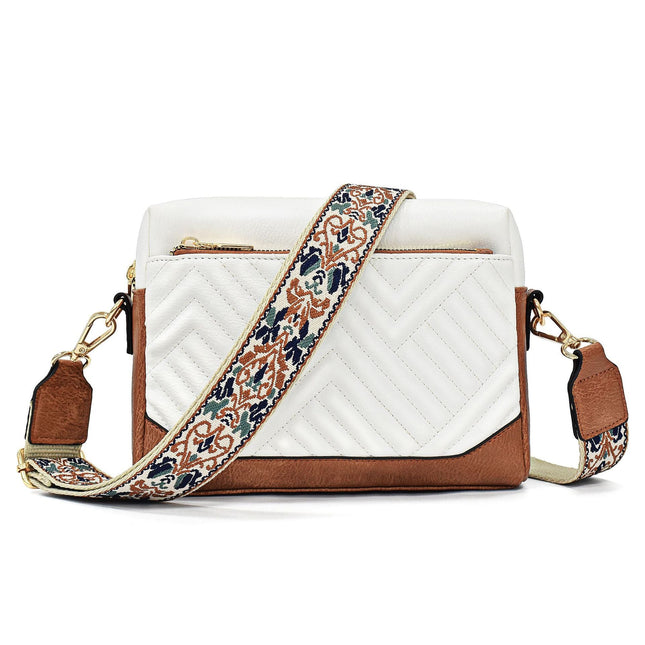 Quilted embroidered grid color matching small women crossbody bag, simple small square bag, shoulder messenger bag - Dashing Nova
