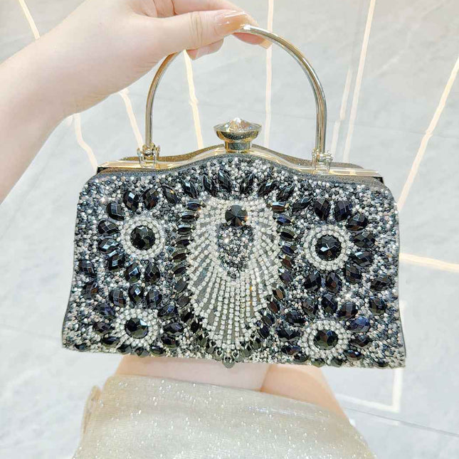 Nightout bag with diamond inlaid carrying bag, ladies banquet single shoulder crossbody carrying bag