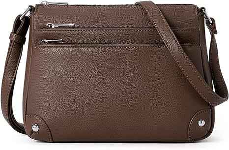 Small crossbody bag for women, shoulder bag multi-zip pocket bag, classic function messenger bag
