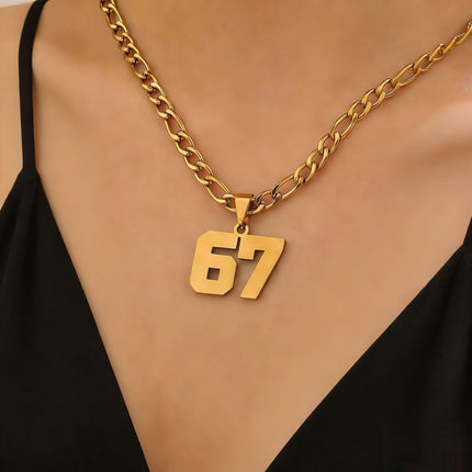 Custom Jersey Number 67 Stainless Steel Pendant Necklace Athlete Basketball Football Jewelry